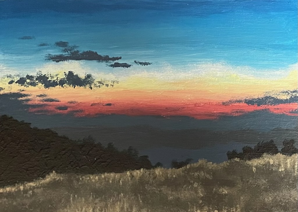 Cole Mountain Sunset Acrylic Painting
